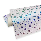 Leather Star Printed Metallic Rainbow Iridescent PU Faux Leather For Making Shoes/Handbags/Handcrafts