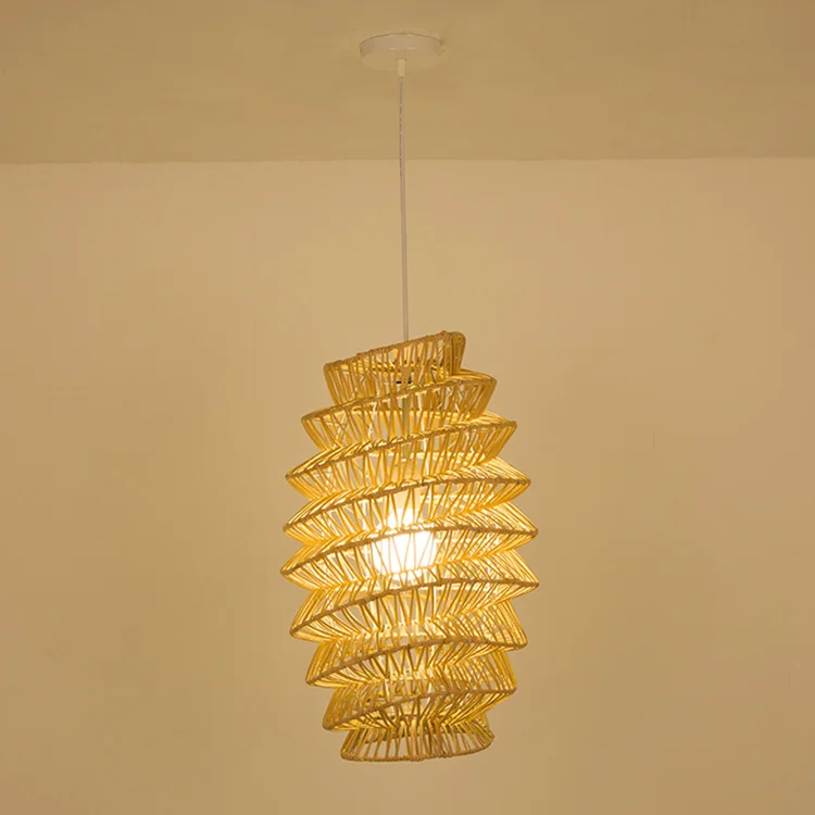 Fish basket shape natural handmade rattan chandelier bamboo wooden for restaurant resort pendant light