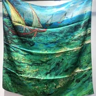 High Quality New Trend Square Silk Scarf for Women with Oil Painting