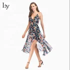 summer floral print sexy casual chiffon maxi dress
