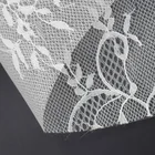 Bridal Wedding Dress Fabric with 3D White Embroidery Lace Cloth Bonded Mesh Fabric