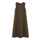 Customized maternity woman plus sized casual sleeveless flare hem khaki and brown dress with low moq