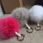 Wholesale Cheap 4 colors Genuine fox fur pom pom ball keychain