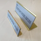 custom carved desk aluminum name plate engraved name display Tabletop Tent Signs with wood grain