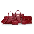 2019 luxury ladies shoulder hand bags fashional leather women tote handbags 6 pcs sets