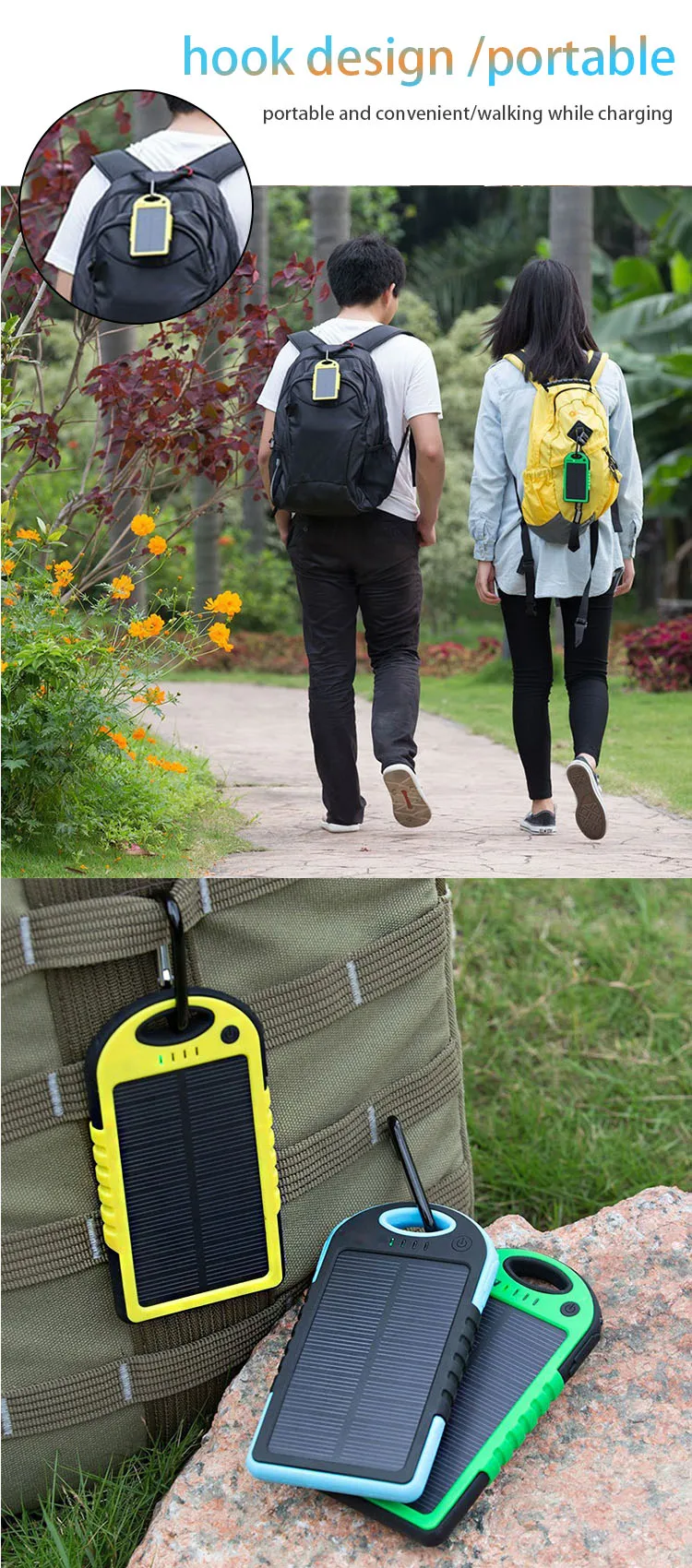 Universal 4000mAh Dual USB waterproof shockproof Dustproof portable Charger powerbank External Panel Battery Solar power bank - ANKUX.COM