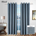 Custom texture design black out blue colour window curtains wholesale for kitchen and living room