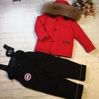 Russian baby raccoon fur collar children's two-piece outdoor thickened down jackets for boys and girls in winter 2019