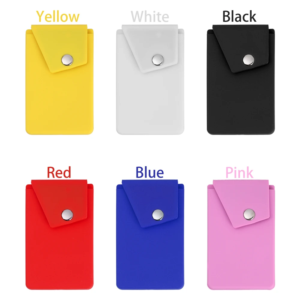 2020 adhesive silicone phone wallet with snap button