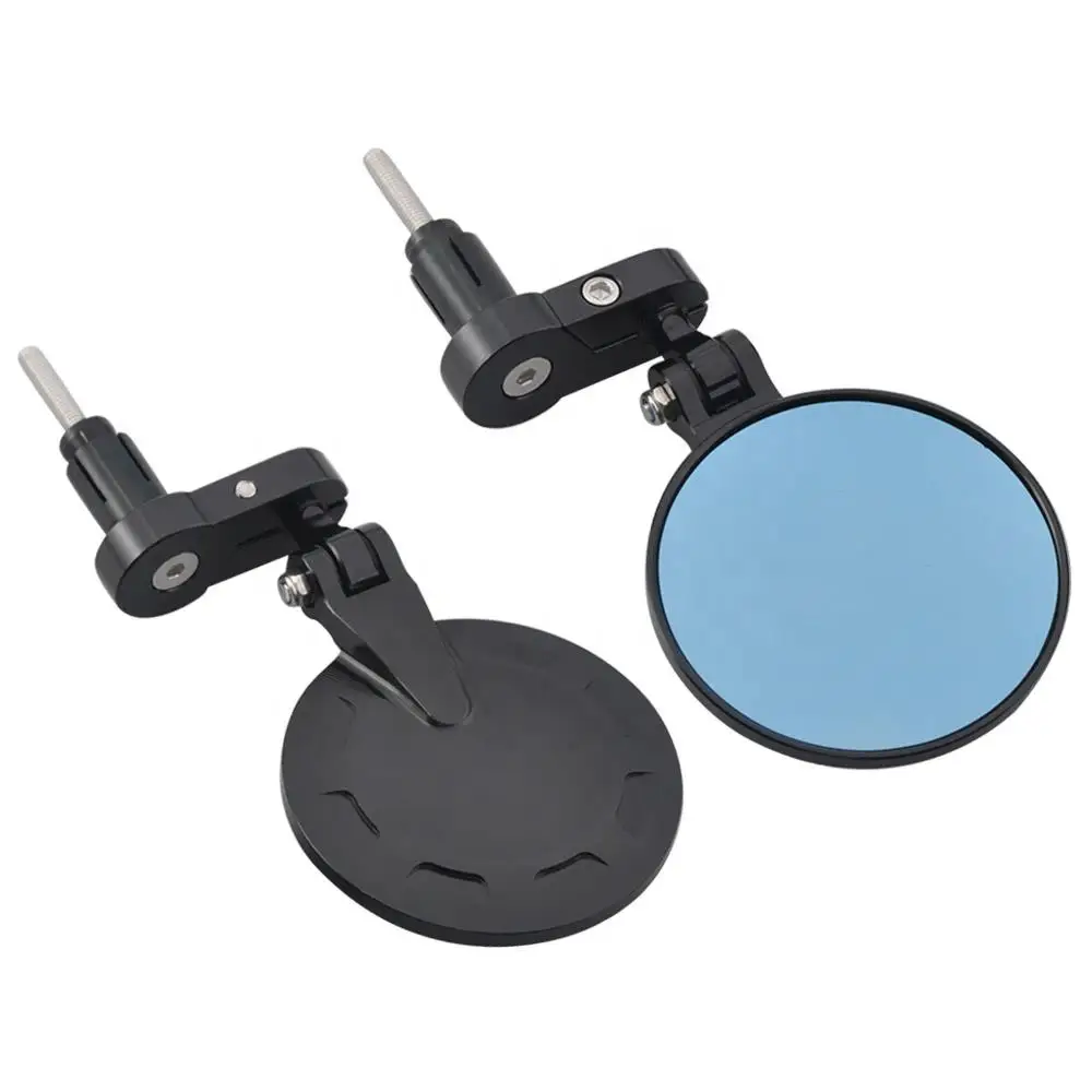 2Pcs Universal Motorcycle Mirror Aluminum Black 22mm Handle Bar End Rearview Side Mirrors Motor Accessories