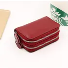 wholesale custom leather bag double zipper PU coin wallet card holder