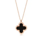 Korean Rose Gold Double-Sided Lucky Clover Necklace With Stainless Steel Collarbone Chain Pendant For Ladies
