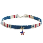 Punk Fashion Women Fabric Denim American 4th of July Independence Day Star Heart Shape Pendant Choker Necklace