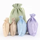 Eco-friendly quality custom cheap linen drawstring bag small muslin pouch recycled drawstring pouch for promotional