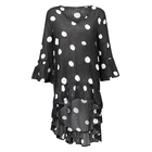 Black long shirts women flare sleeve top black blouse