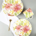 Decorative art plates with mugs hand-painted ccoffee cup and dishes dinner plates ceramic