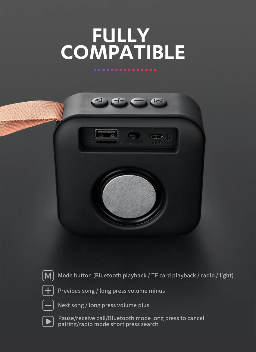 T5 Wireless Bluetooth Mini Speaker Portable Speakers Subwoofer Bluetooth 4.2 with SD FM Outdoor Column Loudspeaker - ANKUX.COM