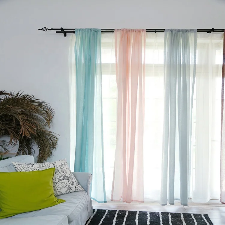 Modern Style Window Gauze Sheer Tulle Fabric Curtains For Living Room