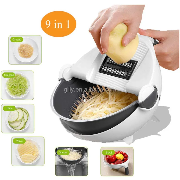new 9 in 1 vegetable grater with drain basket food fruit