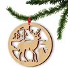 Elk Pattern Christmas Wooden Pendants Ornaments Wood Material Xmas Tree Christmas DIY Decor Supplies