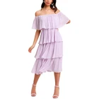 China factory sexy woman party plus size off shoulder tiered dress