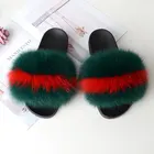 2019 Wholesale Women Fur Slides, Warm Soft Ladies Fox Fur Slide Slippers