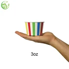 Custom logo disposable colorful stripes theme 3oz paper ice cream cup
