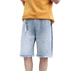 Summer Jeans Popular Trend Washed Youth Male Blue Denim Relaxed Fit Men's Casual Pants Short Mens Jeans Shorts