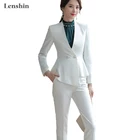 Lenshin 2 Piece Set Women Pant Suits Business Office Lady Work Wear Formal Female Asymmetrical Blazer with Ankle-Length Pant