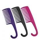 Portable small custom plastic hair comb portable shower comb with hook