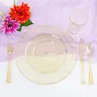 Gold Glitter Disposable Plastic Luxury Plastic Wedding Plate Sets