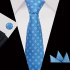 New Arriving Fashion Hi-Tie Design Royal Blue Neck Tie Pocket Square Cufflinks Set for Mens Business Party