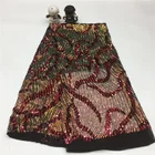 black rainbow sequin embroidery velvet lace for couture bride wedding dress