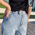 The new summer straight leg baggy high-waisted wide-leg jeans for woman