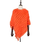 Wholesale Ladies Shawl With Tassels Real Rabbit Fur Poncho Fur Cape For Women