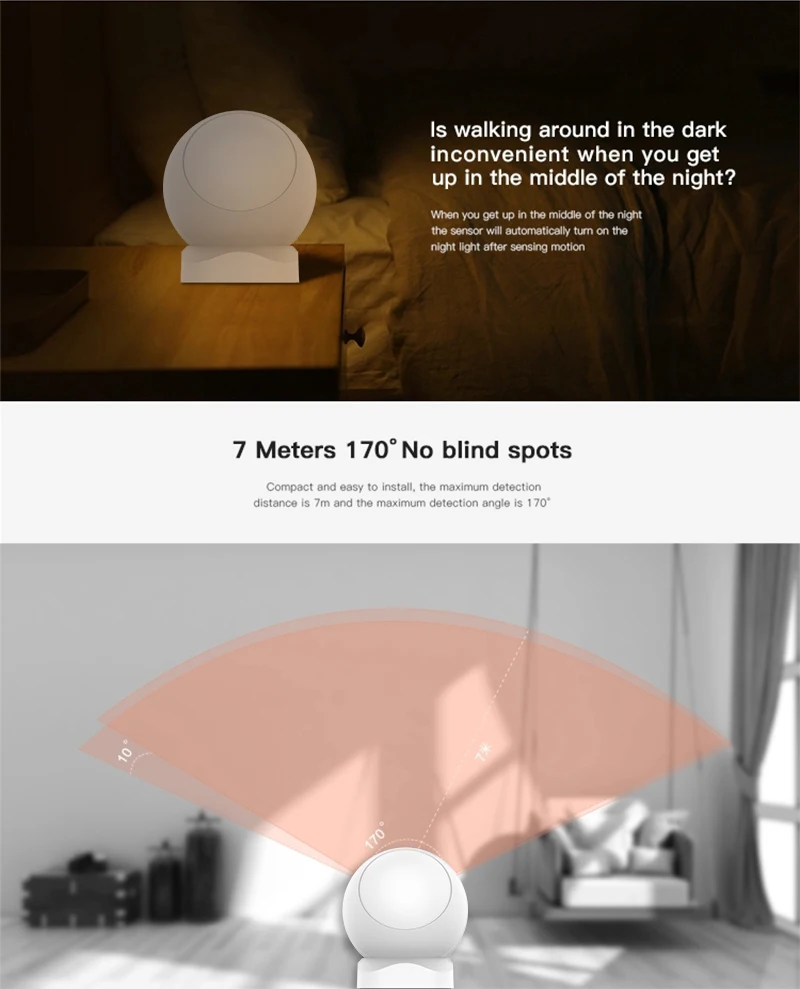 2019 new wireless motion detector PIR sensor smart home Zigbee APP alarm control - ANKUX.COM