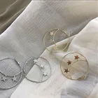 SH273 Fashion geometric round gold plated hoop earrings for women