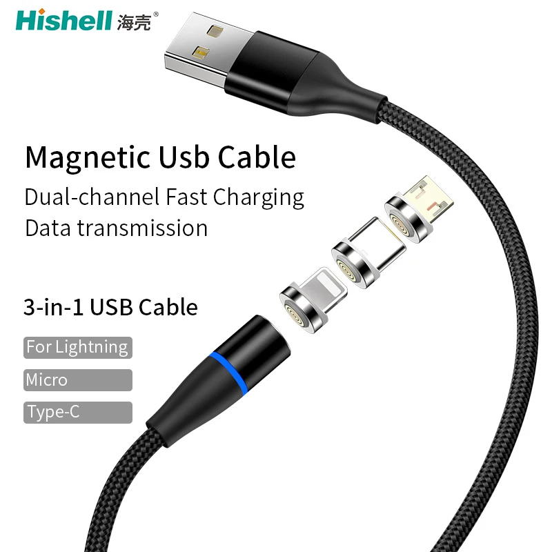 Nylon Braided USB Type-c Fast Charging Cable 3 in 1 Magnetic Charging Cable for lighting/micro/type C cable - ANKUX.COM