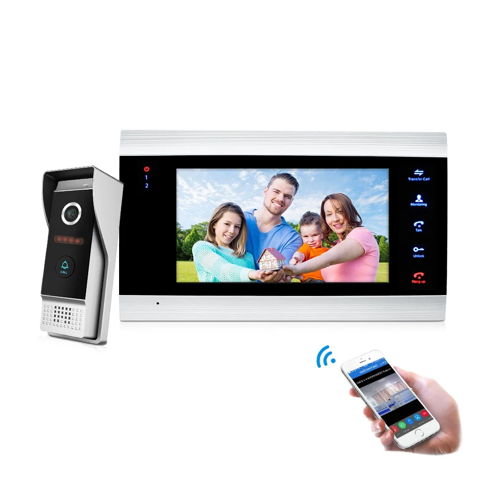 High end AHD 7" LCD monitor ding dong bell door video 4 wire intercom system