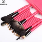 Luck 22Pcs beauty used Makeup Brush Set with Leather Bag Animal Goat Natural Hair