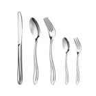 Curved Handle Cutlery Flatware Set,New Design Western Stainless Steel Knives Spoons Forks Dinnerware For Home Hotel Use