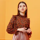 Zdorzi 2019 hot selling factory price women clothes long sleeve o-neck floral fashion shirt for ladies