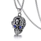 popular antique skull pendant stainless steel necklace for men