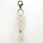 Personalised handmade custom cotton thread woven tassel macrame keychains for bag decoration