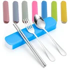 Portable travel cutlery set stainless steel fork spoon chopsticks suits kids cutlery set for camping traveling