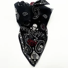 Wholesale Cheap Square Cotton Fashion Skull Rose Custom Design Print Headwear Scarf Outdoor Black Bandanas