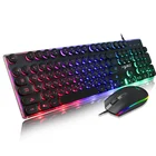 English and Russian Version Multimedia Backlight Gaming 104 Keys Standard 2.4G LED RGB Wired Mouse and Keyboard Set
