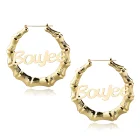 New Arrival 9cm Big Hoop Ring Name Earrings Design Boujee Bamboo Hoop Earrings For Women