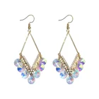 6 cm 8.8g Beautiful Korean Rhombus Geometric Crystal Earrings Women