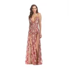 new design women v-neck floral sequins sexy Condole belt party dresses